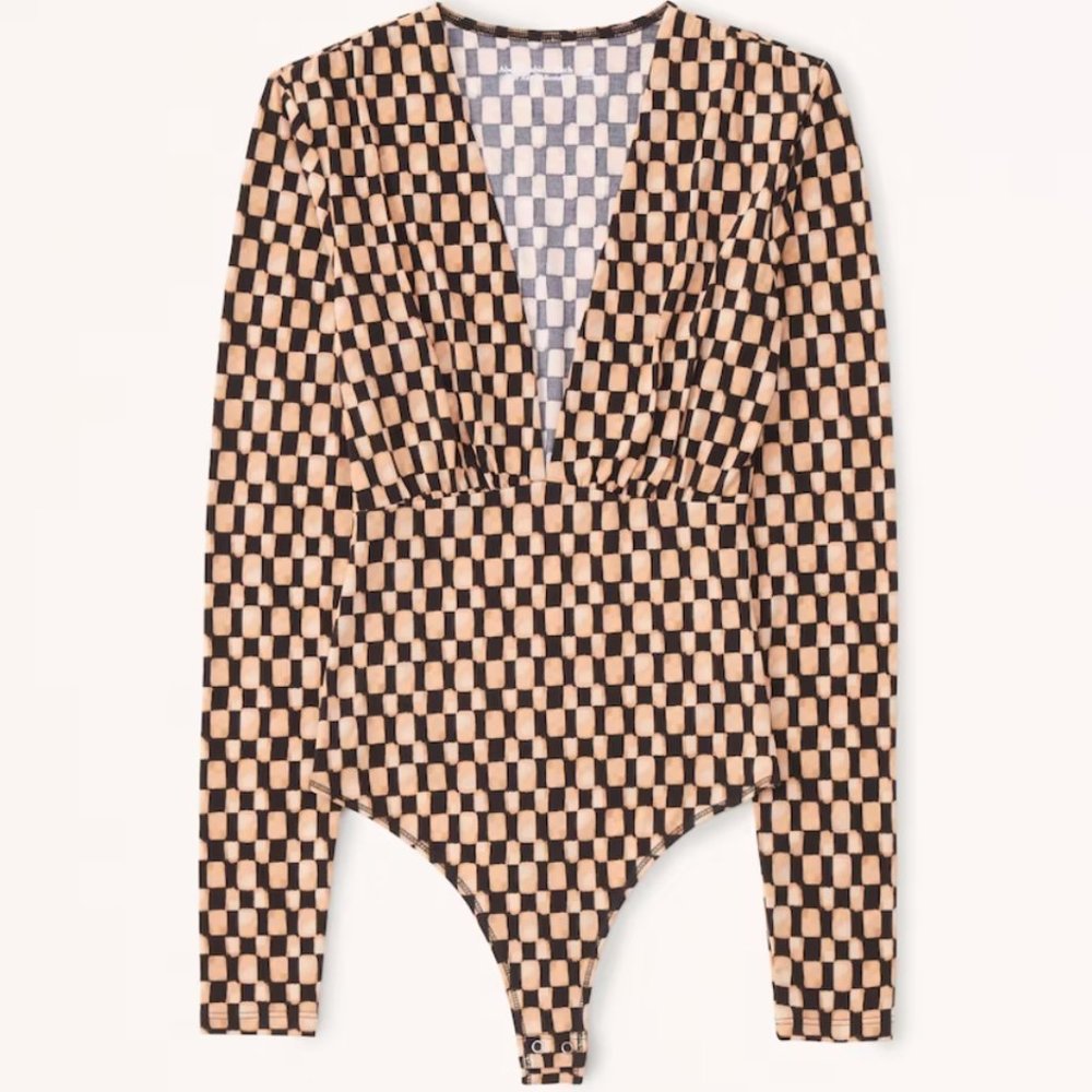 Long-Sleeve Slinky V-Neck Bodysuit